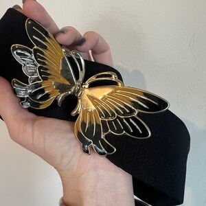 Korean Black and Gold Elastic Butterfly Belt
